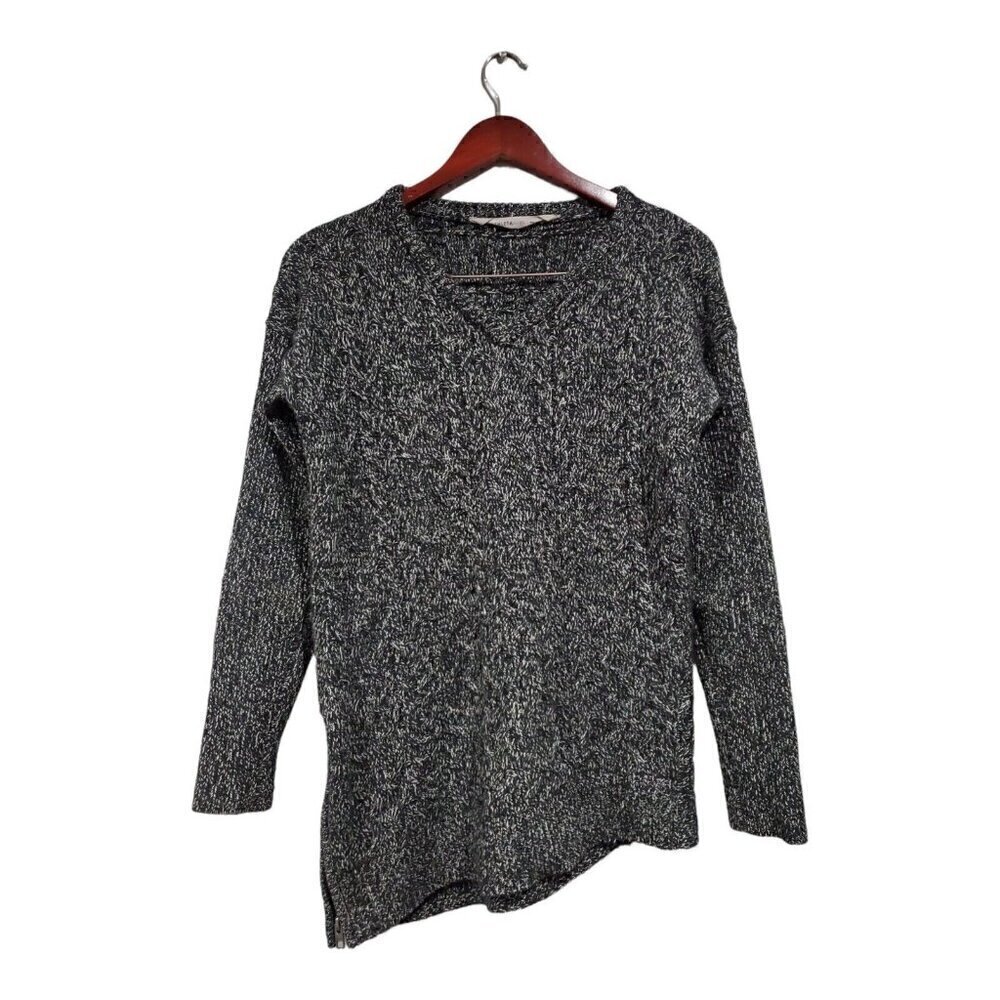 Athleta Women's Northern Lights Wool Cashmere Zip Sweater Black Asymmetrical XS